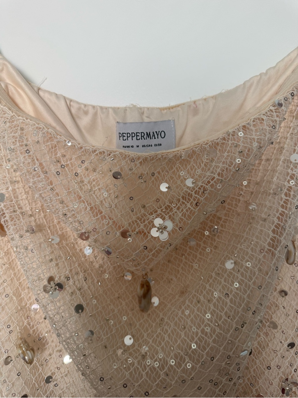 Peppermayo Strapless Sequin Gown in Ivory with Gold Accents - Picture 3 of 6